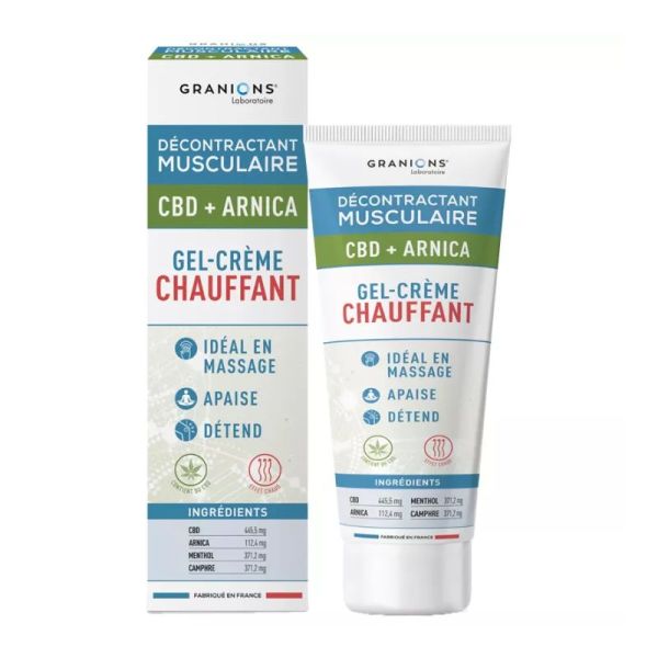 Granions décontractant musculaire CBD + Arnica gel crème chauffante 75 ml