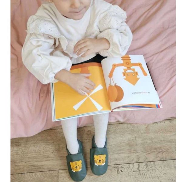 Taz Chausson bébé en cuir souple vert Léo le Lionceau 0-6 mois