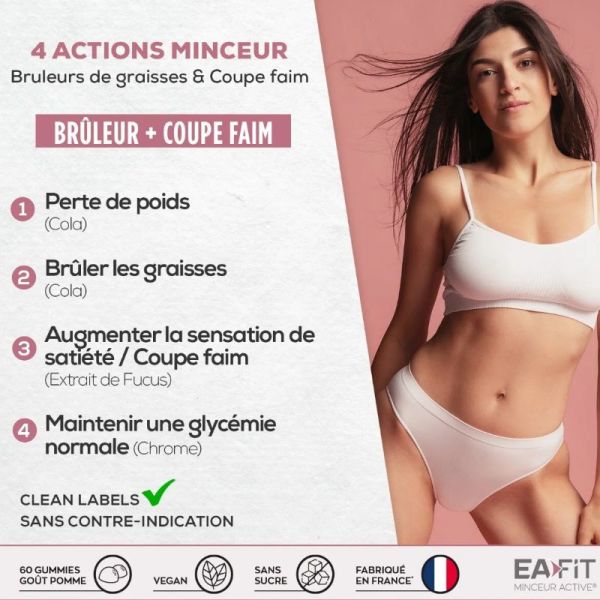 Eafit Minceur 360 brûleur + coupe faim goût pomme 60 gummies
