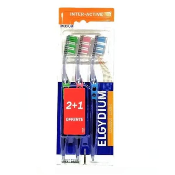 Elgydium brosse à dents diffusion medium lot de 3