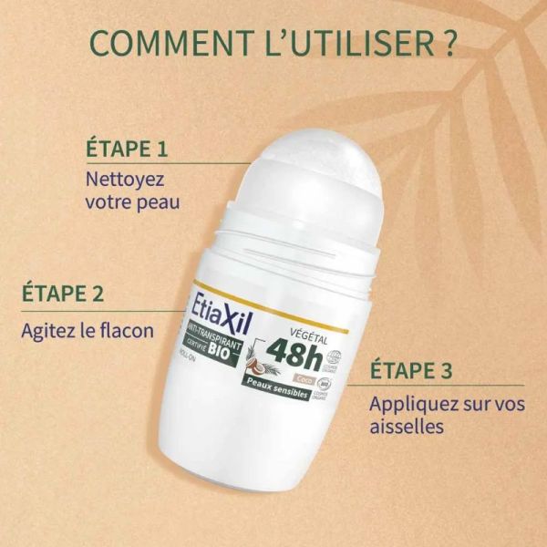 Etiaxil déodorant anti-transpirant végétal 48H noix de Coco Bio 2x50ml