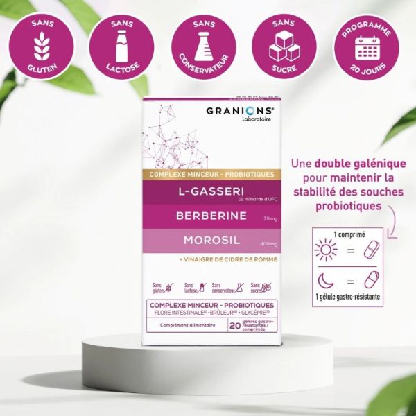 Granions complexe mycrobiote Morosil Berberine Gasseri 20 comprimés + 20 gélules