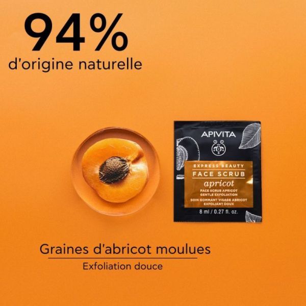 Apivita express Beauty gommage exfoliation douce à l'abricot, 2X8ml 2 x 8ml
