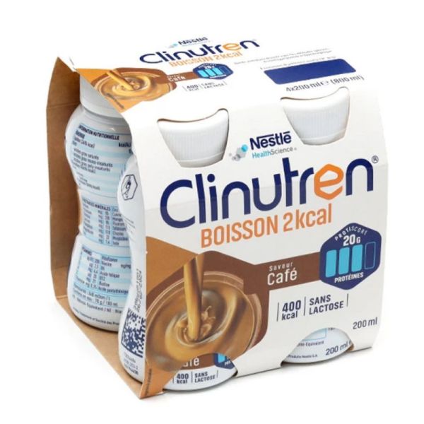 Clinutren HP/HC+ boisson 2 kcal saveur café 4 x 200 ml