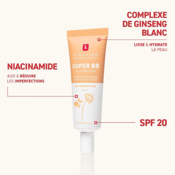 Erborian BB crème couvrante anti imperfections SPF20 teinte nude 40ml