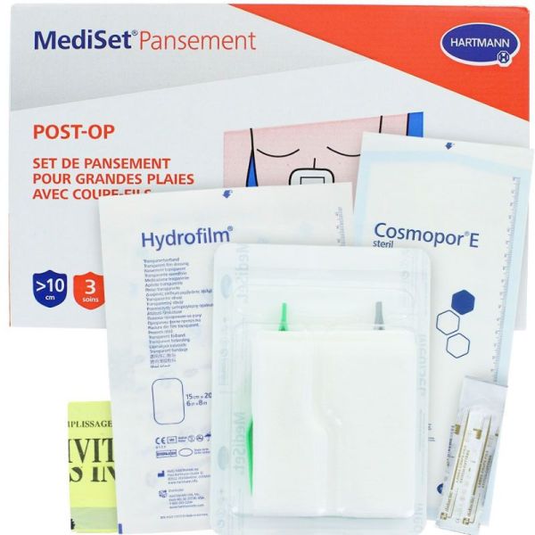 Mediset set de pansement Post Op grandes plaies 3 pansements