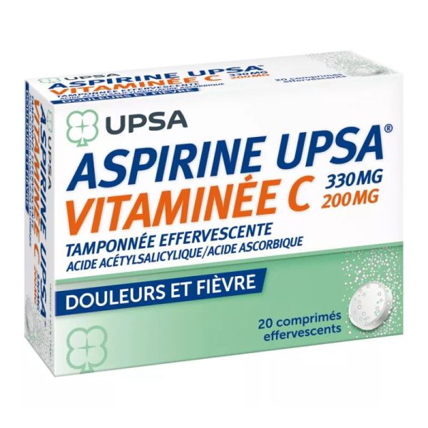 UPSA Aspirine vitaminée C 200mg 20 comprimés effervescents