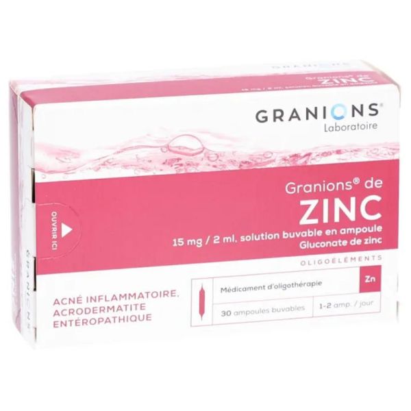 Granions Zinc Oligoéléments 30 ampoules buvables