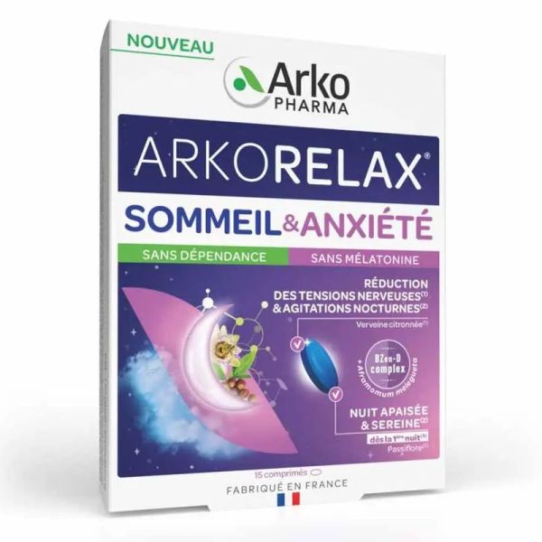 Arkopharma Arkorelax sommeil & anxiété 15 comprimés