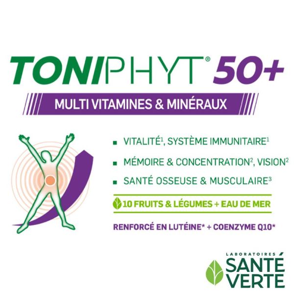 Sante Verte Toniphyt 50+ multivitamines et linéraux 30 comprimés sécables