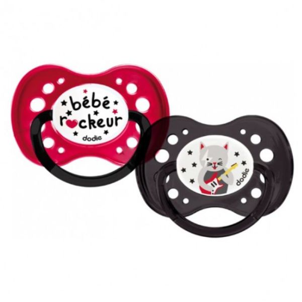 Dodie 2 Sucettes Anatomiques Silicone 18 Mois et + Modèle Bébé Rockeur