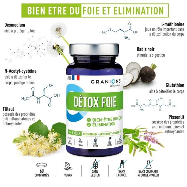 Granions Détox Foie 1000 mg 60 comprimés