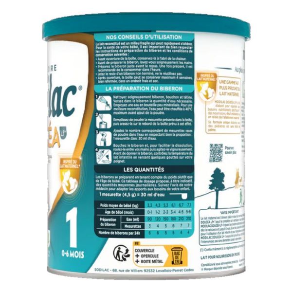 Modilac Doucéa lait en poudre 2 6 à 12 mois 820g