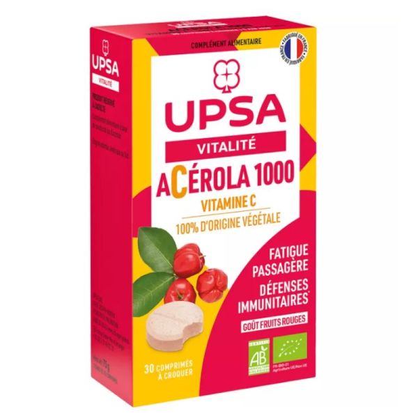 UPSA Acérola 1000 Bio 30 comprimés à croquer