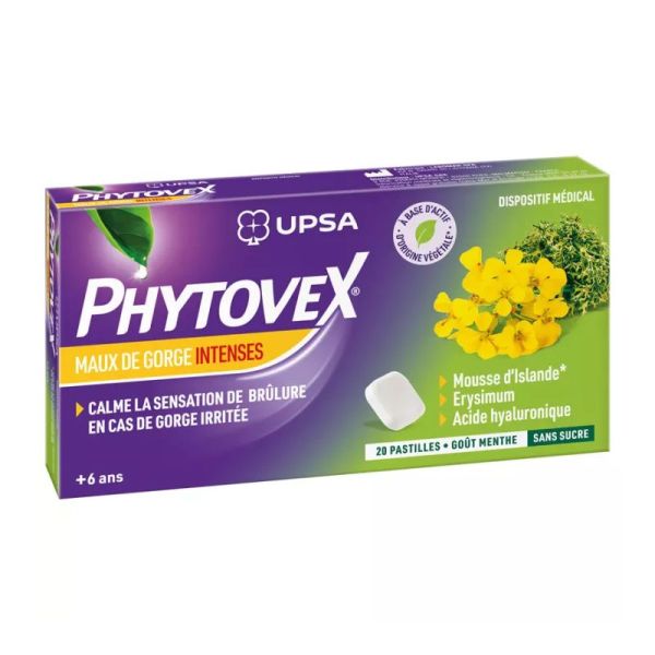 UPSA Phytovex pastilles maux de gorge Intense 20 pastilles
