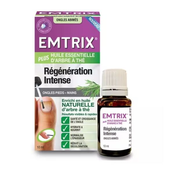 Emtrix Régénération Intense Ongles Abîmés avec Huile Essentielle d'Arbre à Thé 10 ml