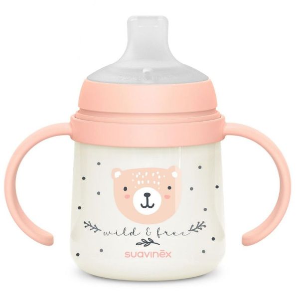 Suavinex Biberon à Anses Wild & Free Night and Day +6M  Rose 150 ml