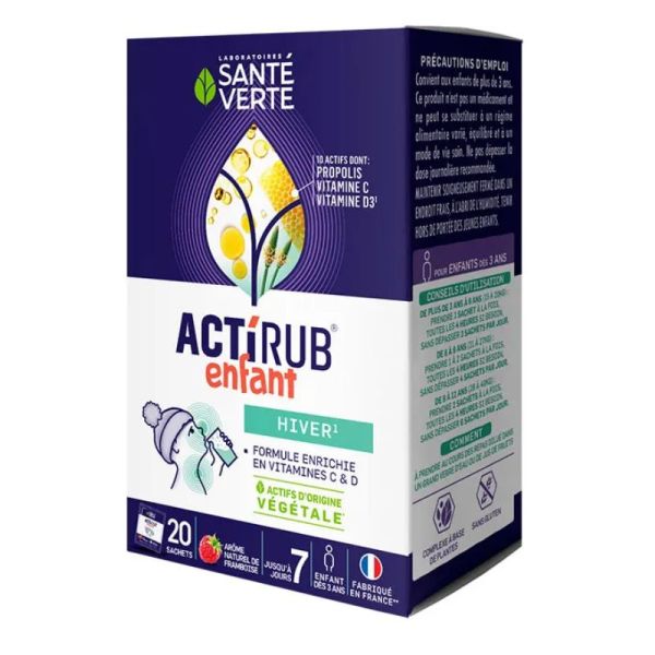 Sante Verte ActiRub hiver enfants goût Framboise 20 sachets