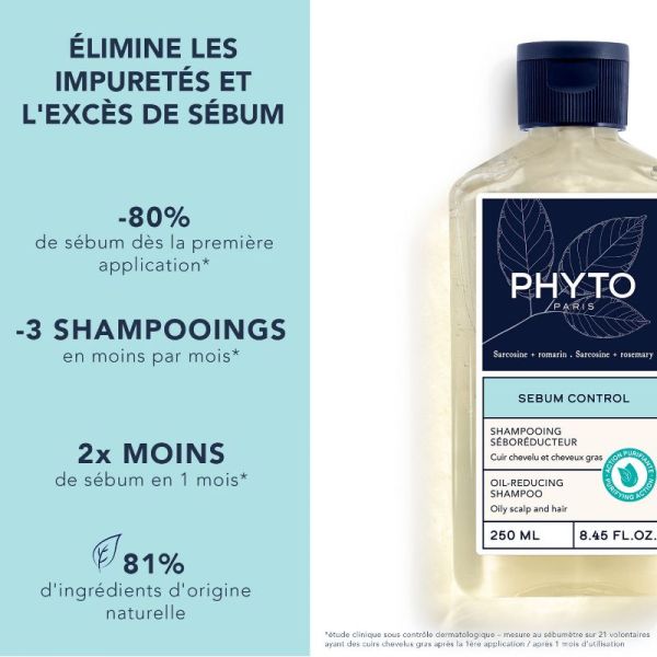 Phyto Sébum Control shampoing séboréducteur 250ml