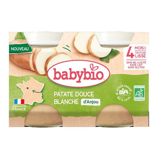 Babybio Légumes bébé Patate Douce Blanche Anjouy 2X130 g