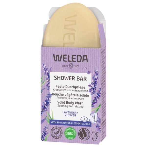 Weleda Shower Bar douche végétale solide lavande & vétivier 75g