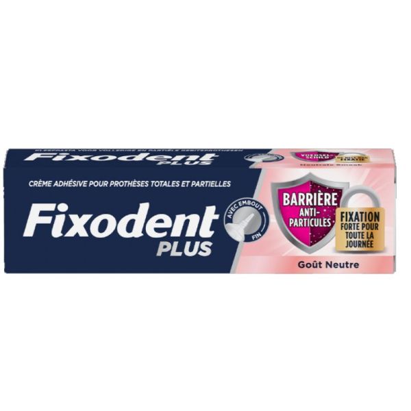 Fixodent Pro plus crème adhésive barrière anti-particules Gôut Neutre 40g