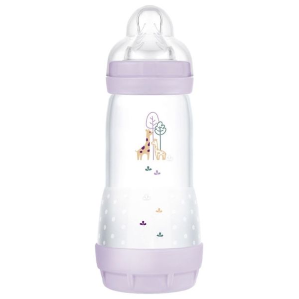 MAM Biberon Easy Start 320 ml 4 Mois et + Débit 3 Rapide Lilas