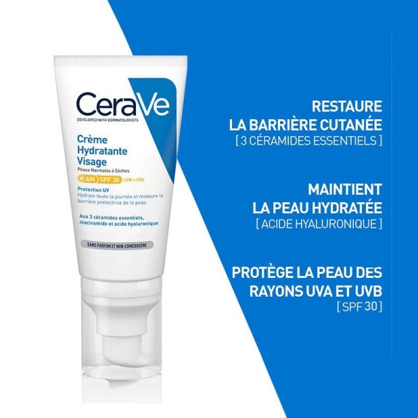 CeraVe crème hydratante visage jour SPF30 52ml
