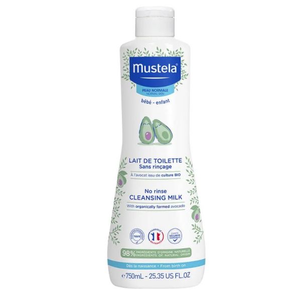 Mustela lait de toilette sans rincage peaux normales 750ml