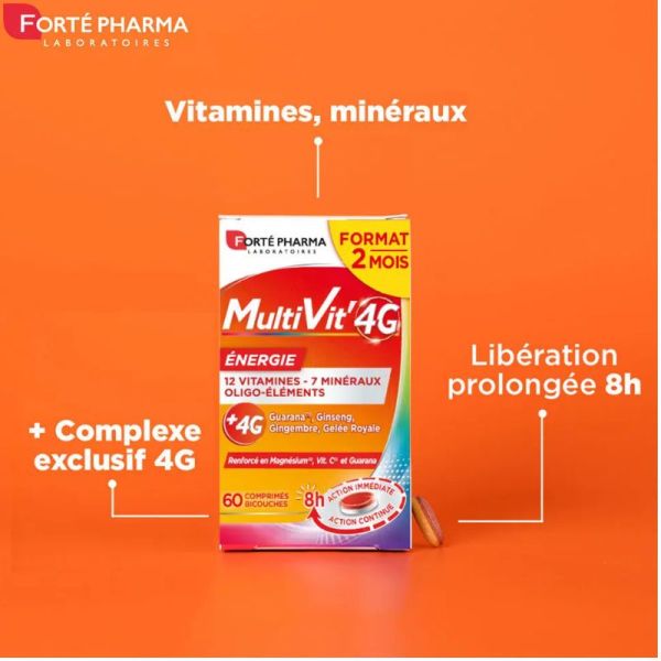 Forté Pharma MultiVit'4G énergie 60 comprimés bicouches