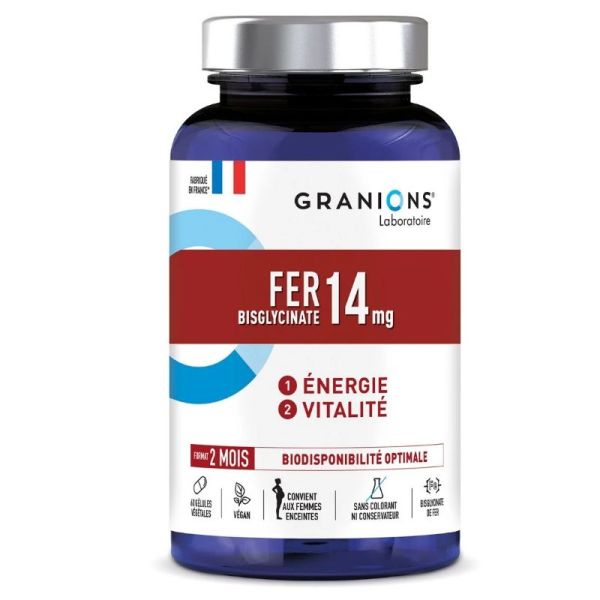 Granions Fer Bisglycinate 14mg énergie vitalité 60 gélules végétales