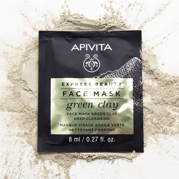 Apivita Express Beauty masque visage nettoyant profond à l'argile verte 2x8ml