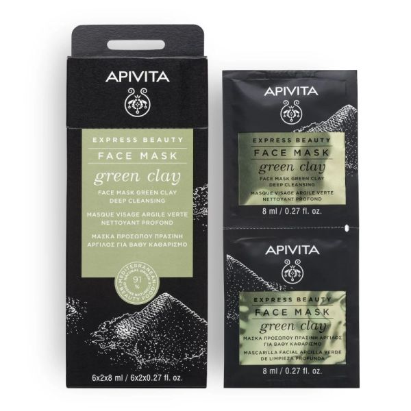 Apivita Express Beauty masque visage nettoyant profond à l'argile verte 2x8ml