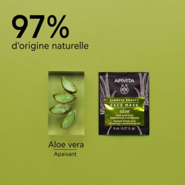 Apivita Express masque beauty visage hydratant et rafraîchissant à l'aloe 2 x 8ml