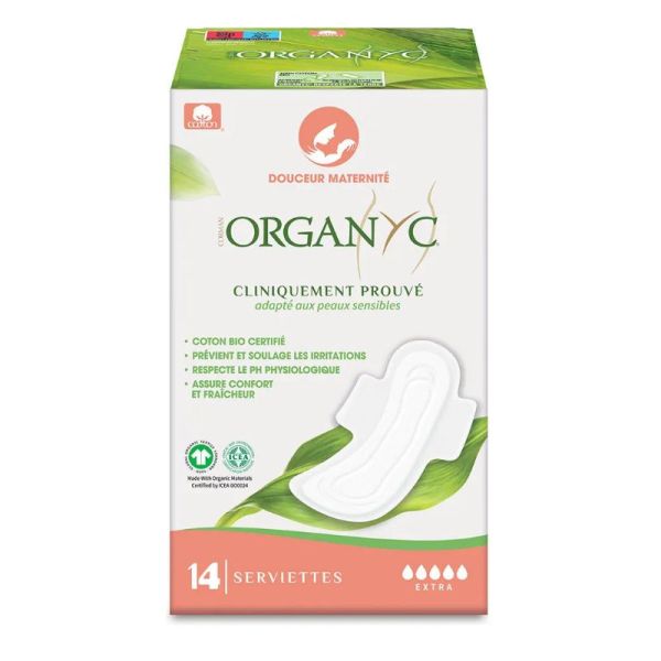 Organyc serviettes maxi douceur maternite X14 protections