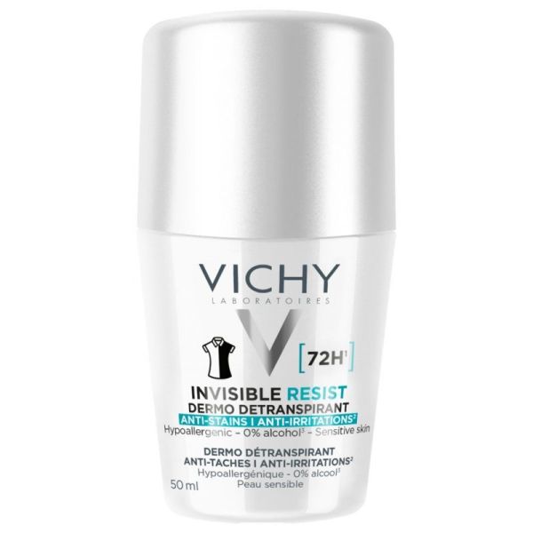 Vichy déodorant invisible resist dermo-détranspirant 72h roll-on 50 ml