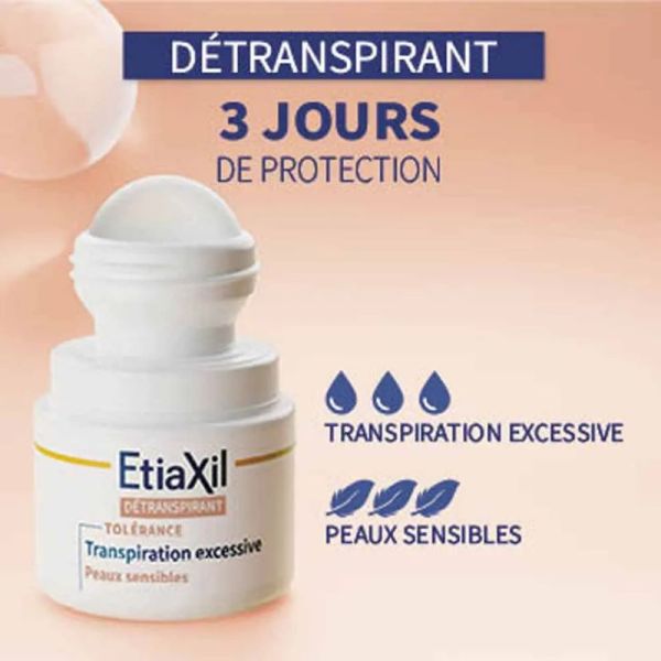 Etiaxil détranspirant déodorant roll-on Tolérance 3 jours peaux sensibles 15ml