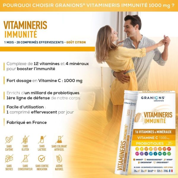 Granions Vitamineris Immunité 1000 mg comprimés effervescents
