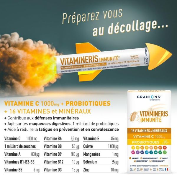Granions Vitamineris Immunité 1000 mg comprimés effervescents