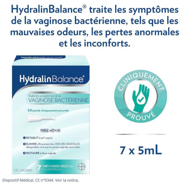 Hydralin Balance gel vaginal triple action 7 tubes x 5ml