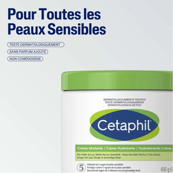 Cetaphil Crème hydratante corps peaux sèches et sensibles 450g