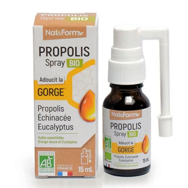 Nat&Form Propolis spray bio adoucit la gorge 15ml