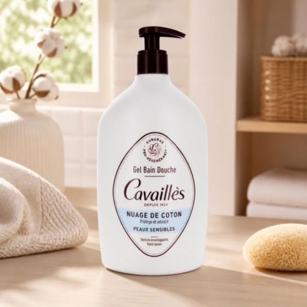 Cavaillès gel bain douche fleur de coton peaux sensibles 1 litre