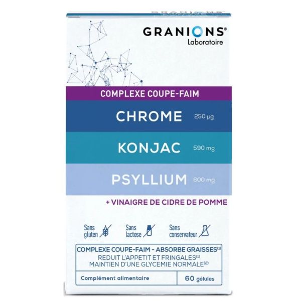 Granions Complexe coupe-faim Konjac Chrome Psyllium 60 comprimés