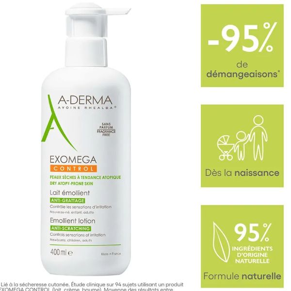 A-Derma Exomega Control lait émollient anti-grattage 400ml