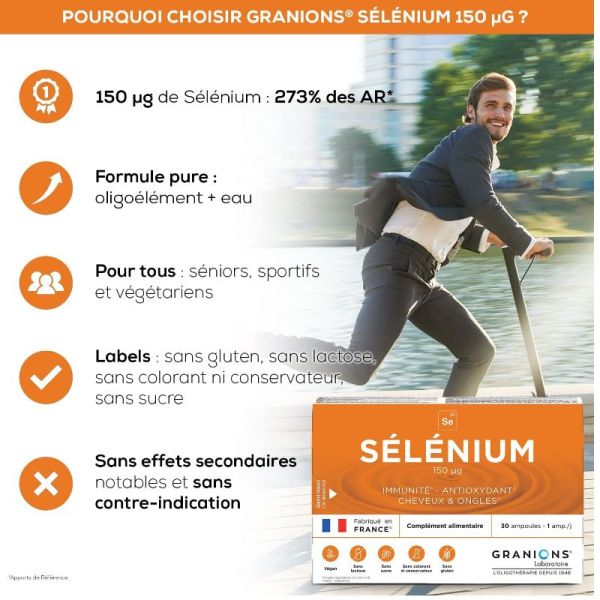 Granions Sélénium oligoéléments 30 ampoules buvables