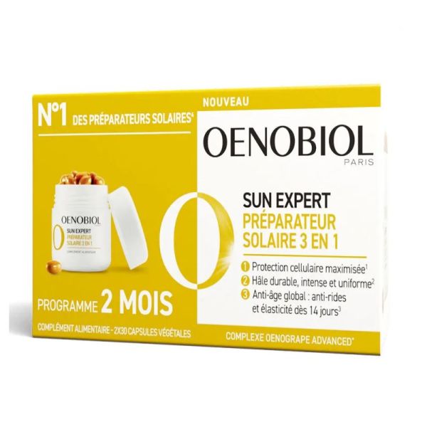 Oenobiol Sun Expert préparateur solaire 3 en 1 2 x 30 capsules végétales