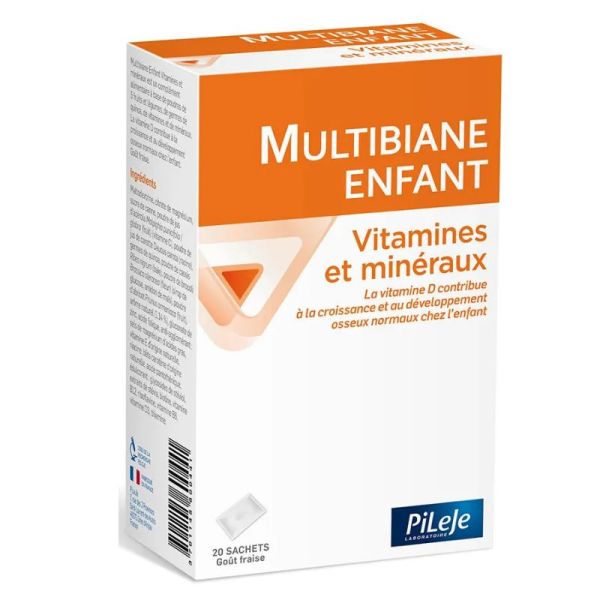 Pileje Multibiane Enfants Vitamines et Minéraux Goût Fraise 20 Sachets
