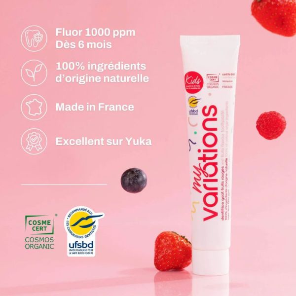 MyVariations dentifrice enfants bio goûts fruits rouges 60ml