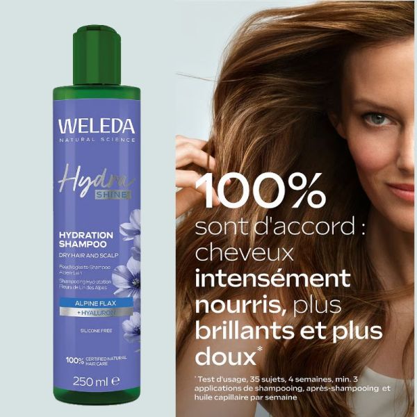 Weleda Hydra Shine shampoing hydratant au Fleurs de Lin des Alpes 150 ml